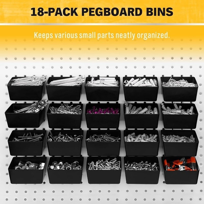286 Piece Heavy Duty Pegboard Hook & Bin Organizer Set Universal Compatibility