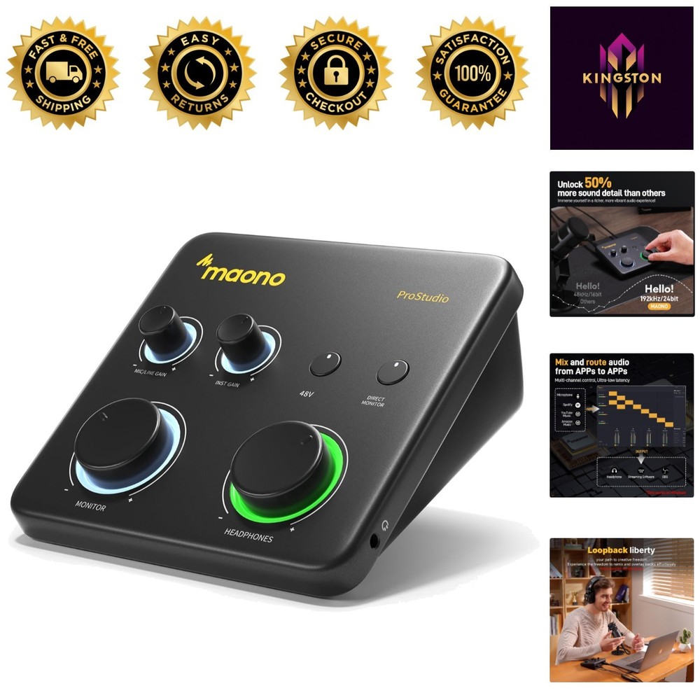 Professional USB Audio Interface with ASIO Driver for Streaming & Music Creation