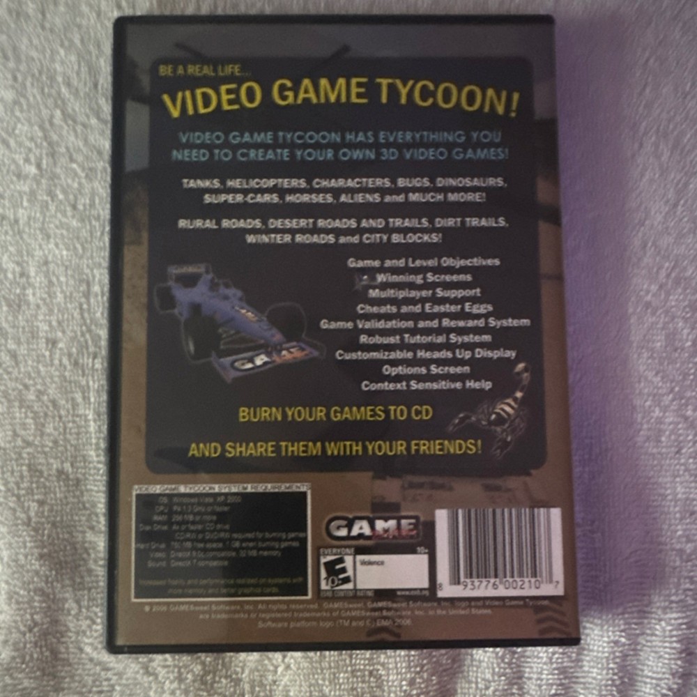 GameSmart Video Game Tycoon Gold Edition Game Development CD-ROM Windows XP Vis…