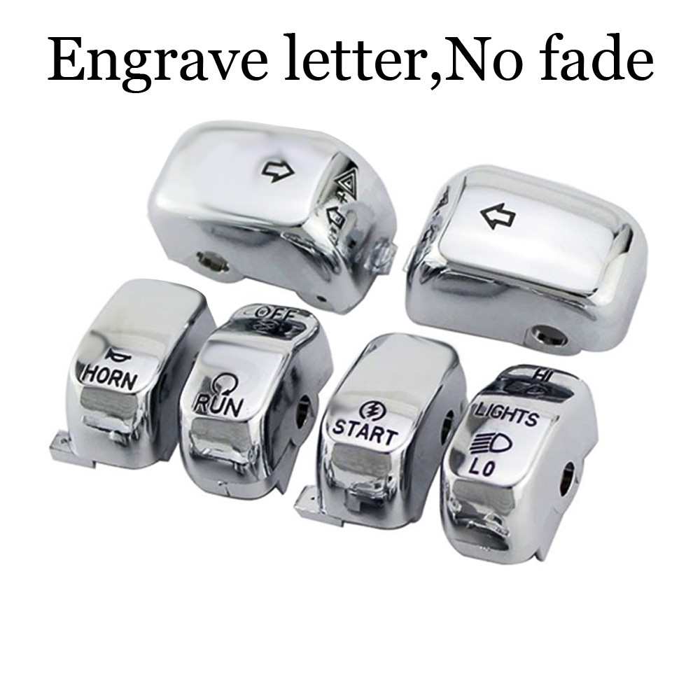 Chrome Hand Control Switch Button Caps Fit For Harley Touring Dyna Softail FXDWG