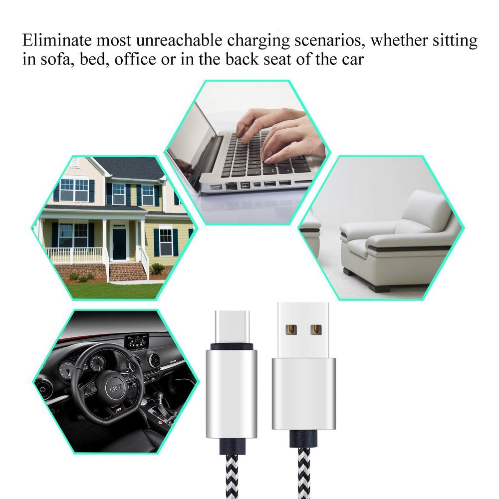 Ailun USB Type C Cable 10ft 3Pack Quick Sync (3-Pack), BlackWhite