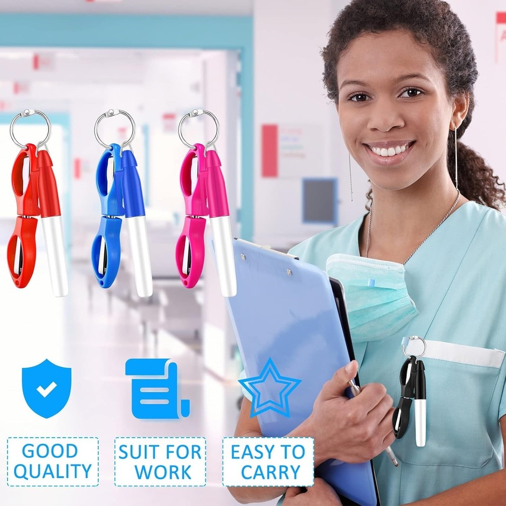 Geyee 15 Pcs Badge Scissors for Nurses Mini Set Gift for Nursing Students Mini