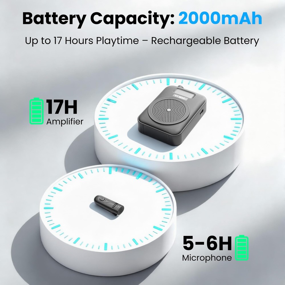 Voice Amplifier Wireless Microphone with Bluetooth Lavalier, Portable Microph...