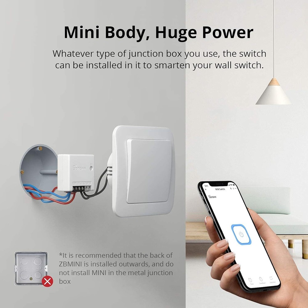 SONOFF ZigBee Smart Switch,ZBMINI,2 Way Light Switch,Work with Alexa,Google Home
