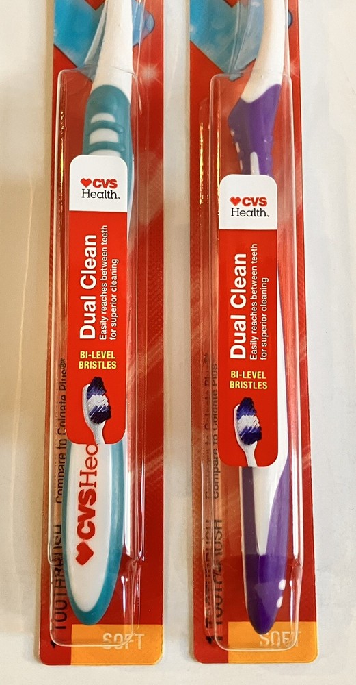 2 CVS Dual Clean Soft Bristle Toothbrush