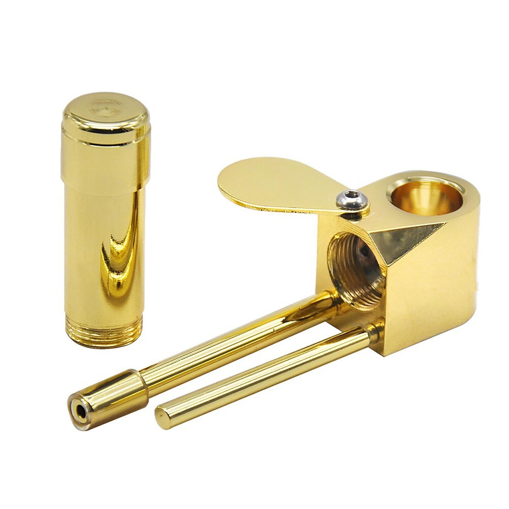 Authentic Solid Brass Herb Tobacco Pipe Smoking Proto Tar Trap Stash Storage