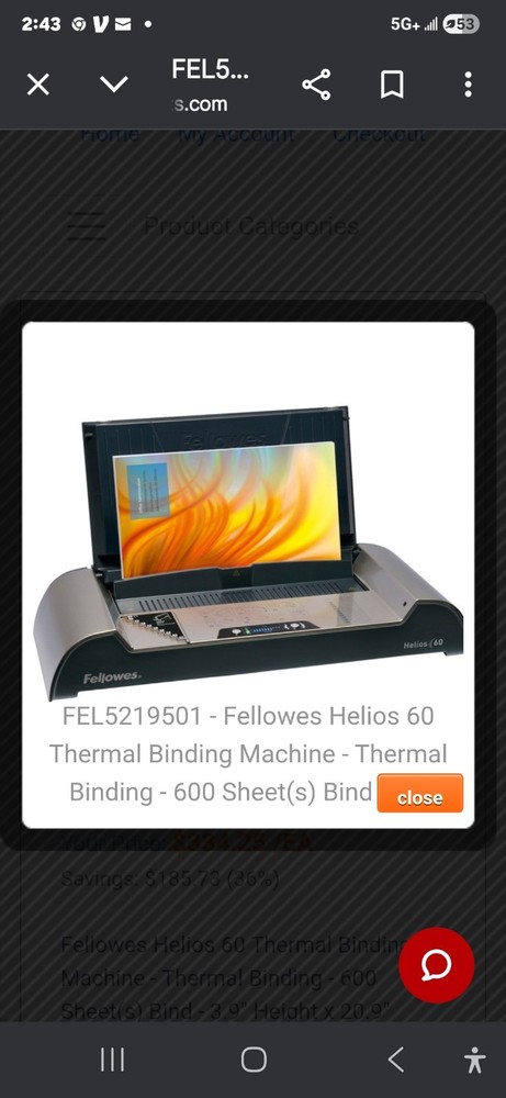 Fellowes Helios 60 Thermal Binding Machine 600 Sheets Binding Capacity, Platinum
