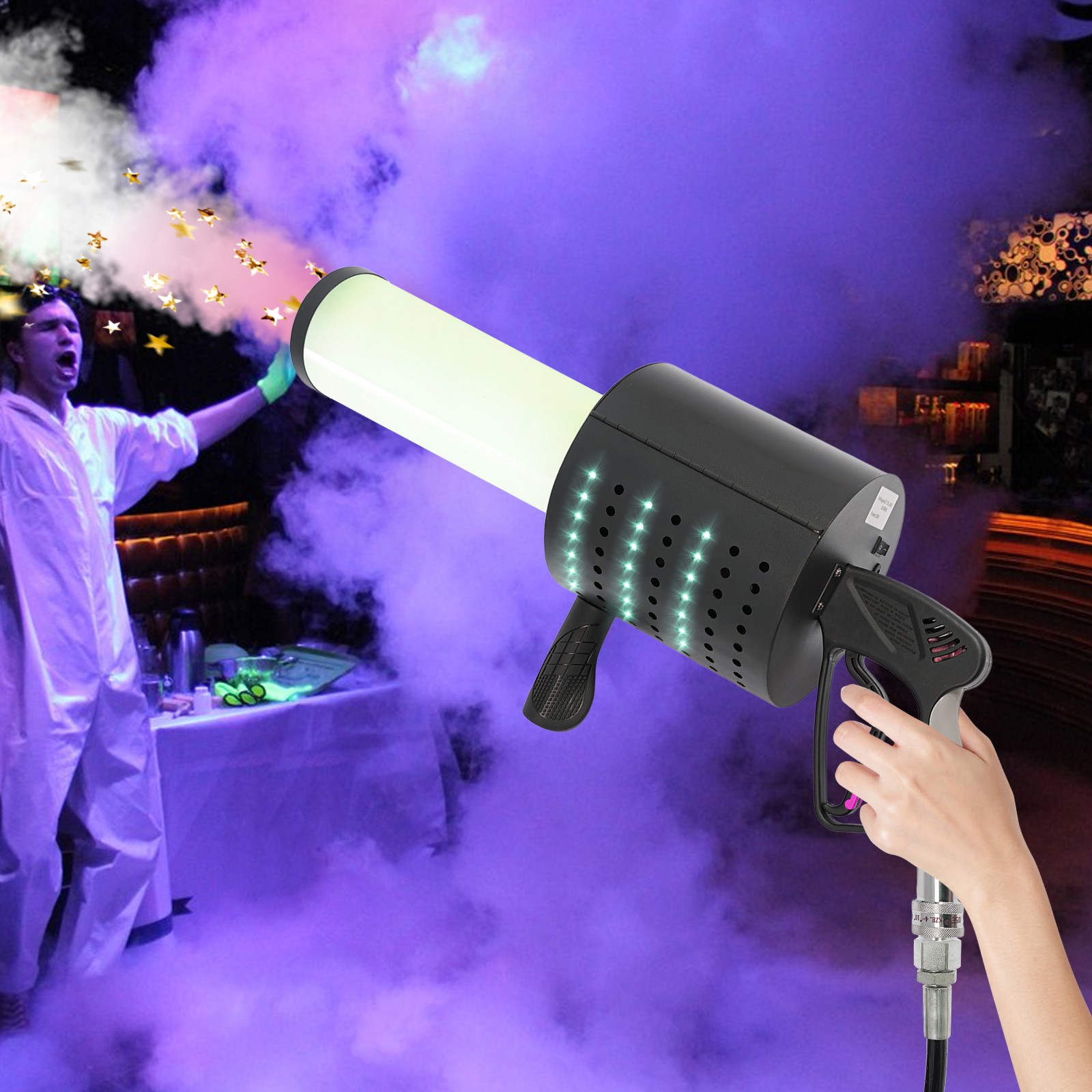 Handheld CO2 Jet machine Cannon Fogger RGB Smoke Gun LED CO2 Gun Stage Effect
