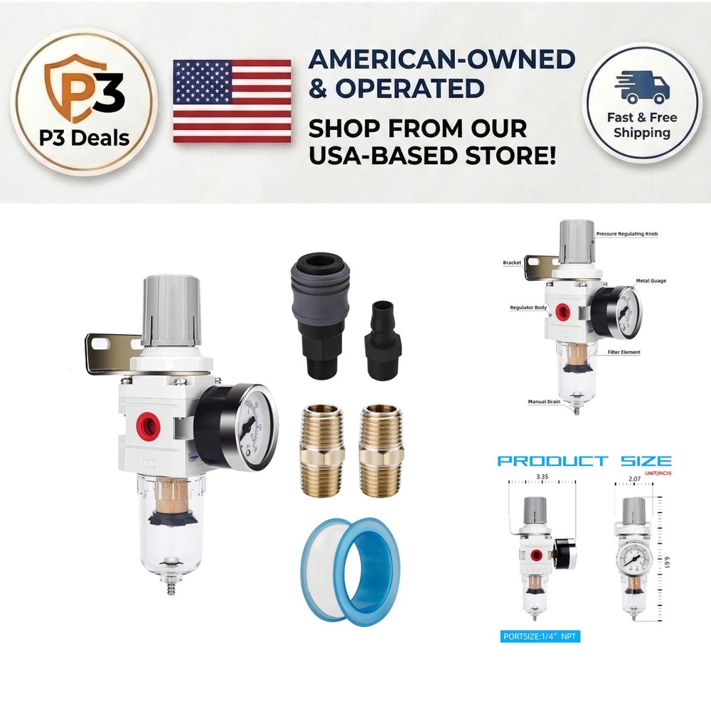 Professional Air Filter Regulator Combo - 5 Micron Performance & Semi-Auto Drain