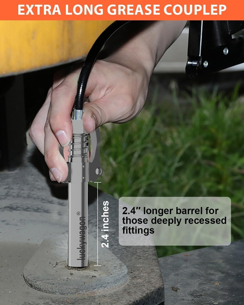 Extra Long Grease Gun Coupler Tips for Tight Spaces