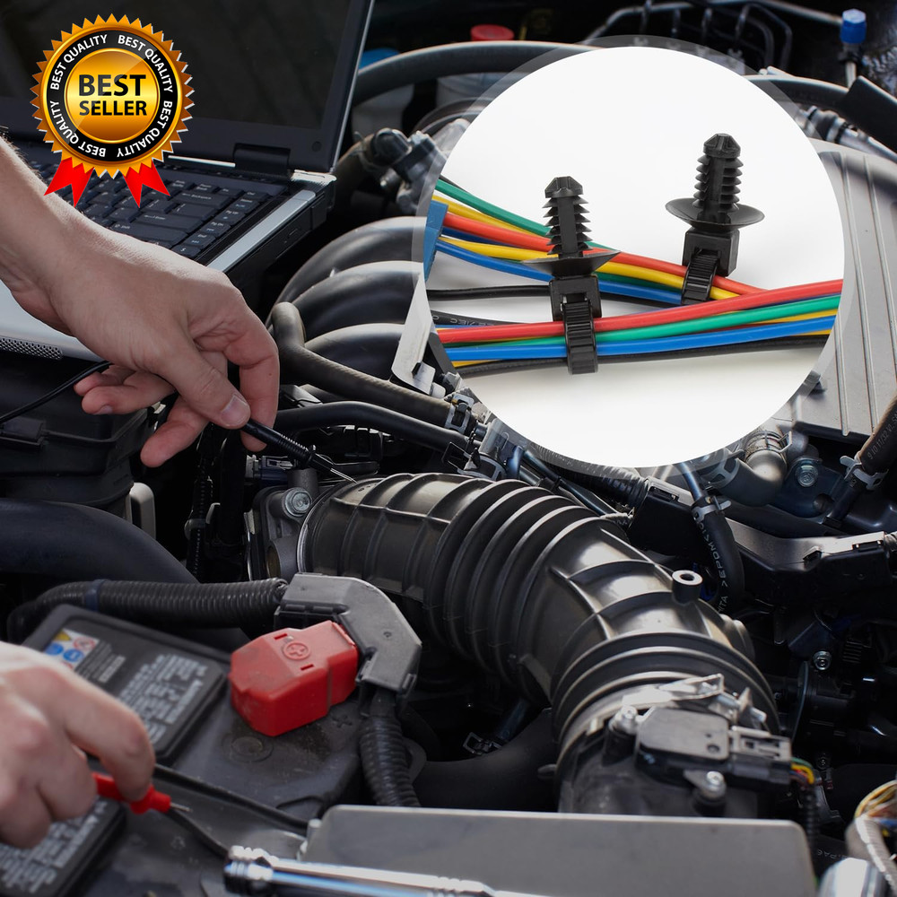 110 PCS Automotive Installation Black Push Mount Cable Zip