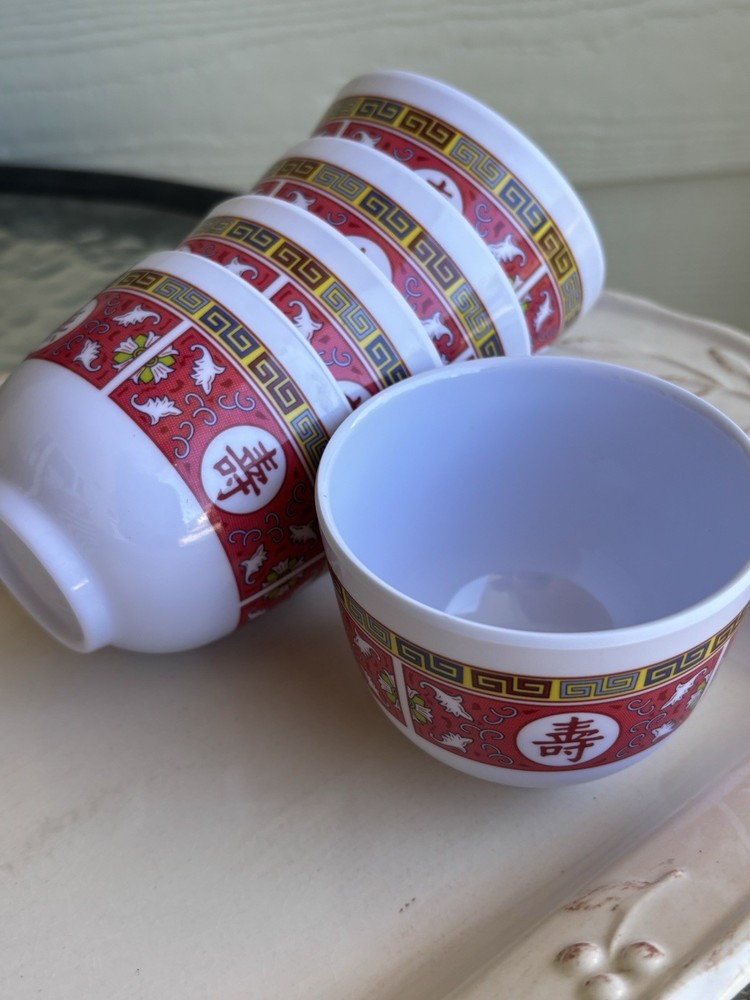 6 Thunder Group Longevity Pattern Melamine Small Sauce Dip Bowls 3 Inch