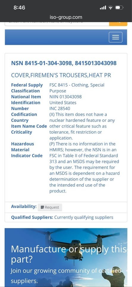 Firemen's Aluminized Proximity Trousers Medium 40 Regular