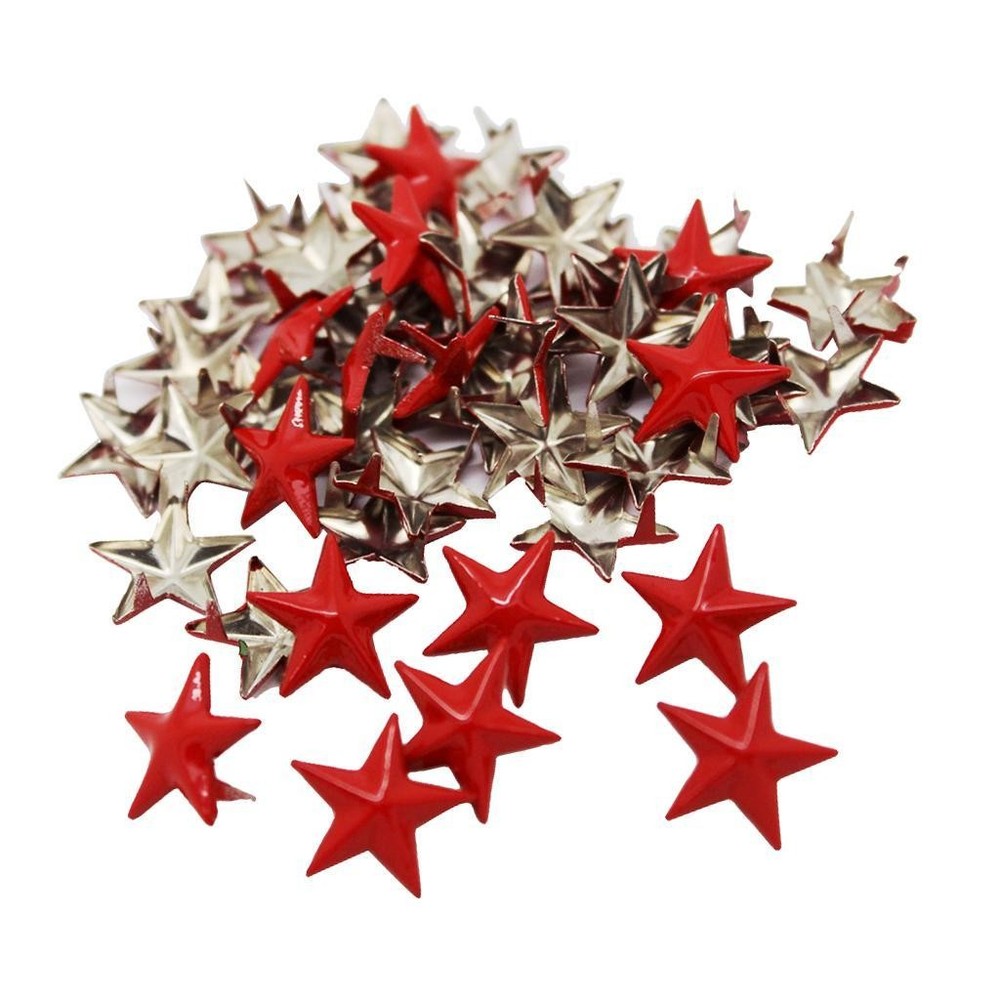50Pcs Alloy Rivets Red 15mm Star Rivets Claw Studs bag /