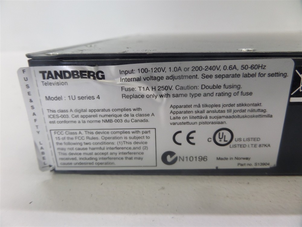Tandberg Transport Stream Processor TT6120 - Model 1U Series 4 - Missing Button