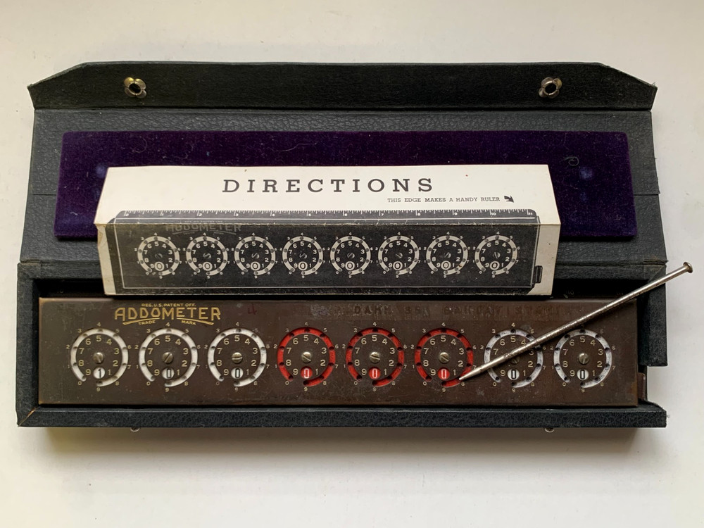 Vtg. ADDOMETER Reliable Typewriter & Adding Machine Co. w/ org. box & directions