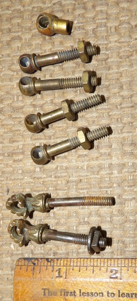 6 Antique Brass Drawer Pull Handle Posts Victorian Replacement Dresser Vanity