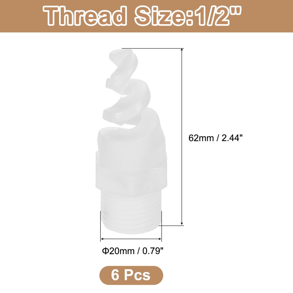 6Pcs 1/2" PP Car Nozzles, White