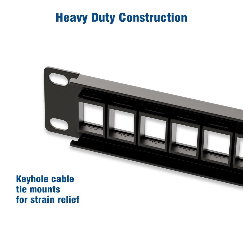 Blank Keystone Patch Panel 24 Port, 1U 19 Network Patch Panel for Keystone Ja...