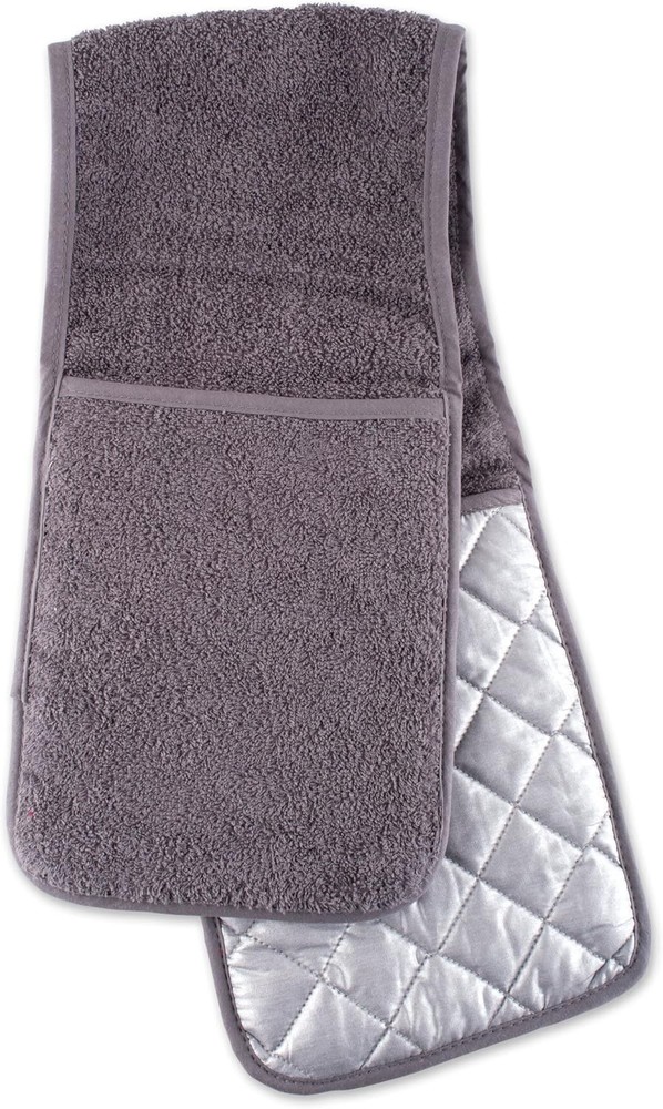 Basic Terry Collection 100% Cotton Quilted Double Mitt Gray