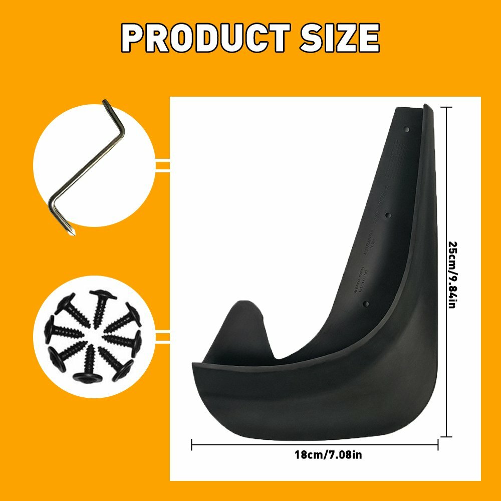 Universal Car Mud Flaps Splash Guards for Front or Rear (Hardware Included) 4pcs