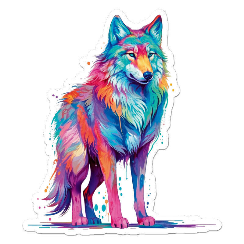 Rainbow Wolf Coyote Sticker Decal