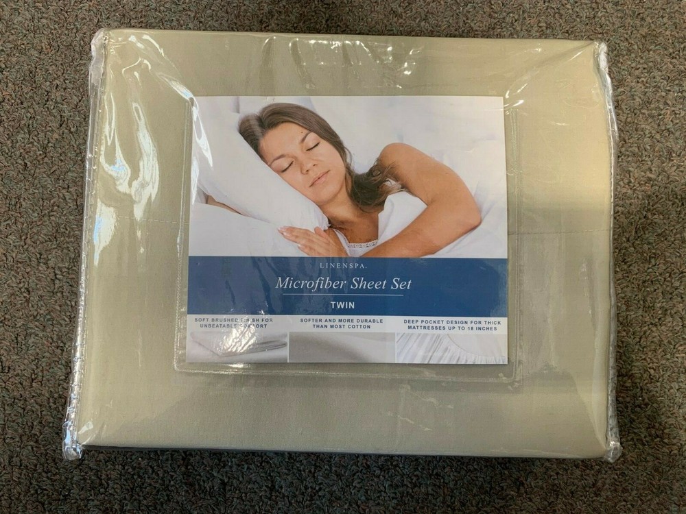 Linenspa Twin Microfiber Beige Sheet Set New
