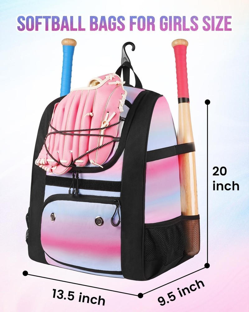 Softball Bag, Lightweight Baseball Backpack with Shoe Compartment, Baseball B...
