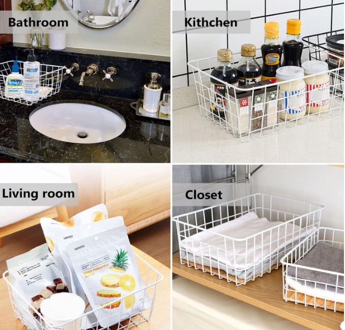 4 Pack Stackable Wire Baskets for Deep Freezer & Pantry Organization