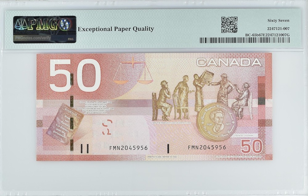 Canada, BC-65b, 2008, $50, PMG67 EPQ