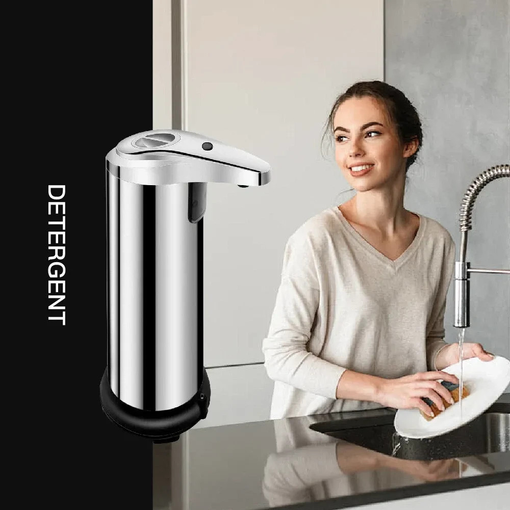 250ml Stainless Auto Handsfree Sensor Touchless Soap Dispenser Kitchen Bathroom