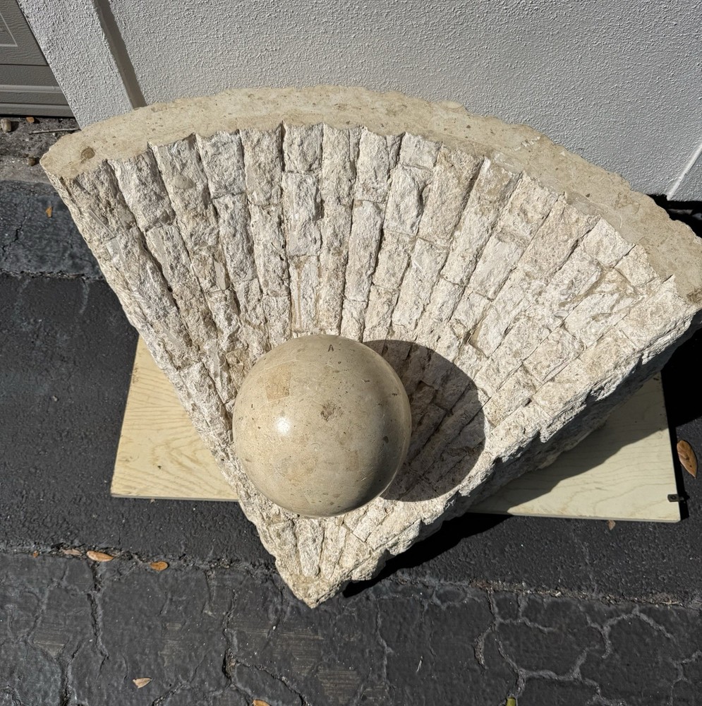 postmodern triangular antique stone coffee table with glass top