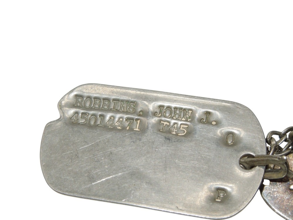Original WWII US Army AAF Coin 1945 Dog Tag ID STERLING Bracelet Robbins CA7