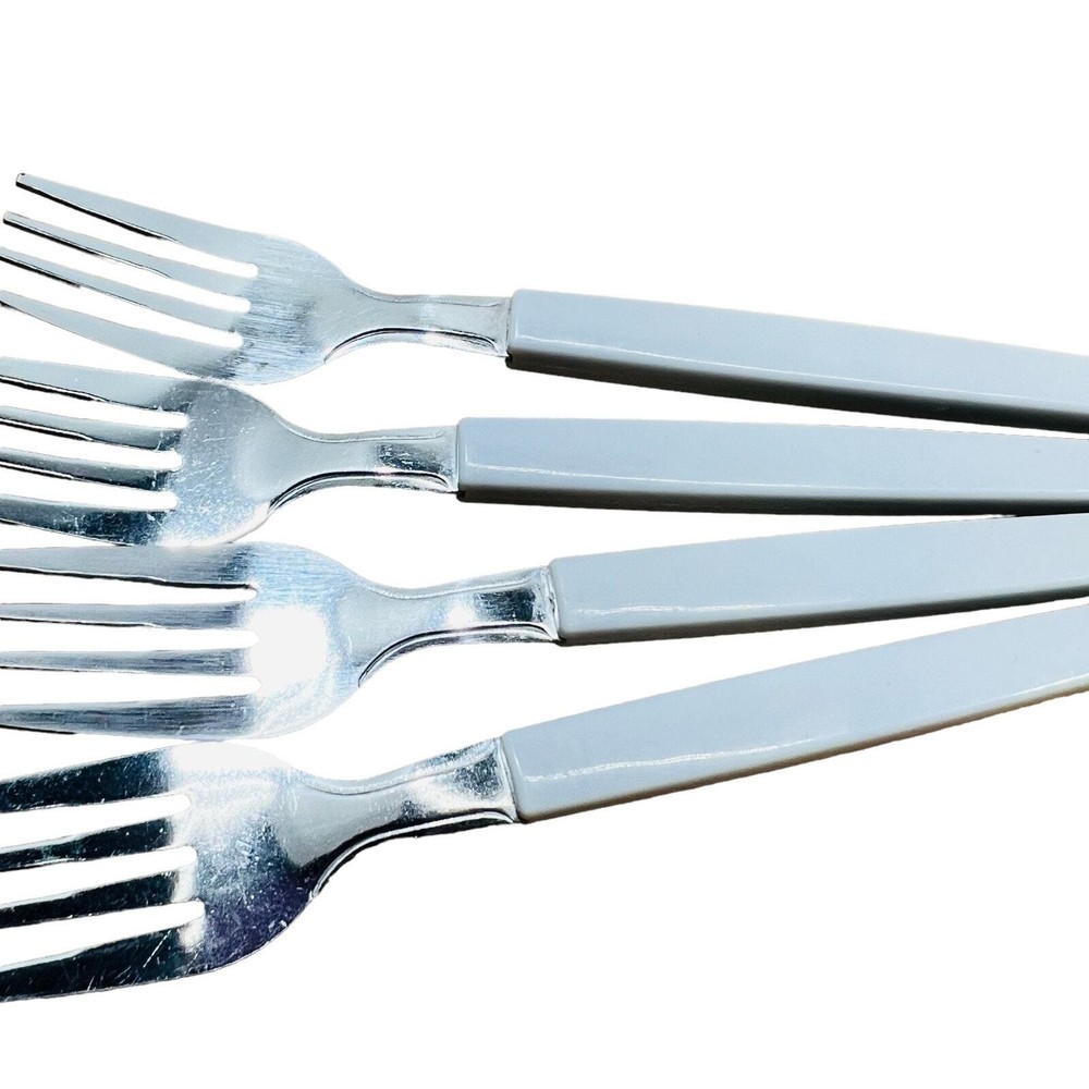 MCM 4 stainless fruit baby forks gray Plastic Handle Flatware Silverware kitchen