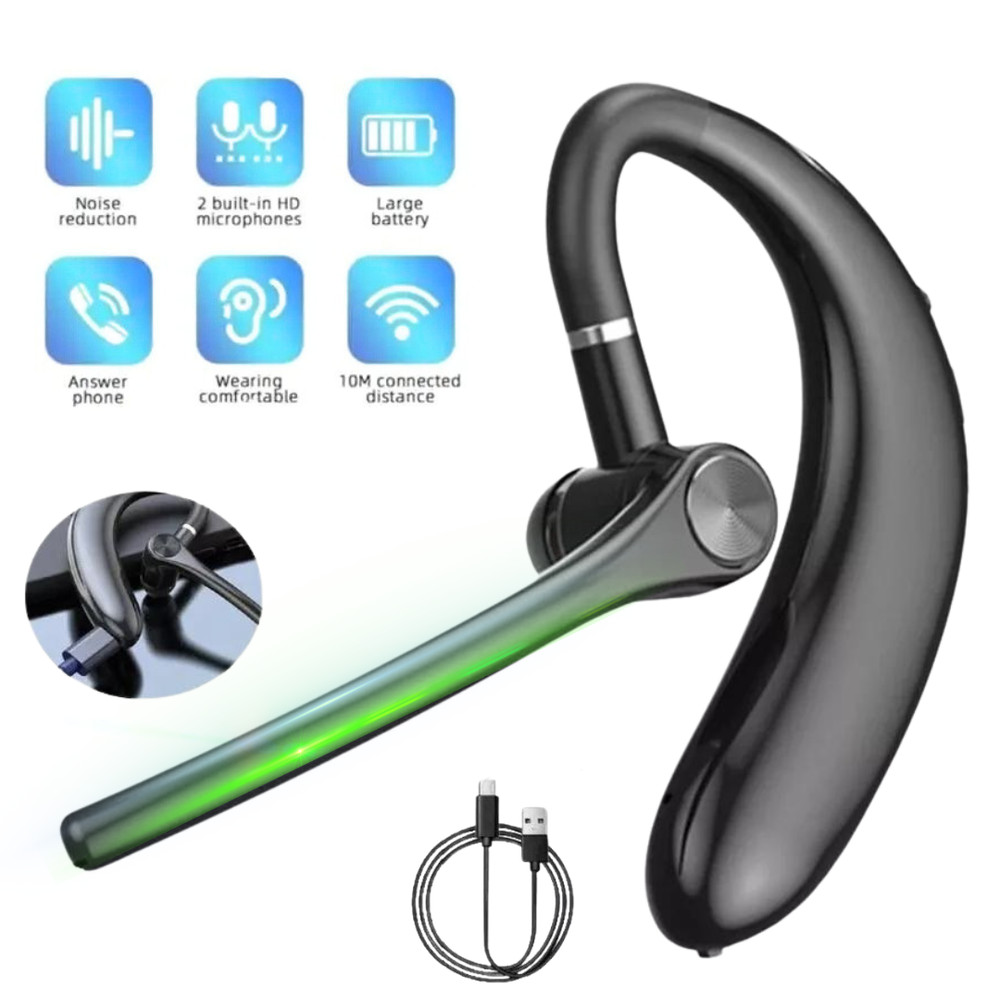 Wireless Bluetooth 5.2 Earpiece Headset Driving Trucker Earbuds Noise Cancelling