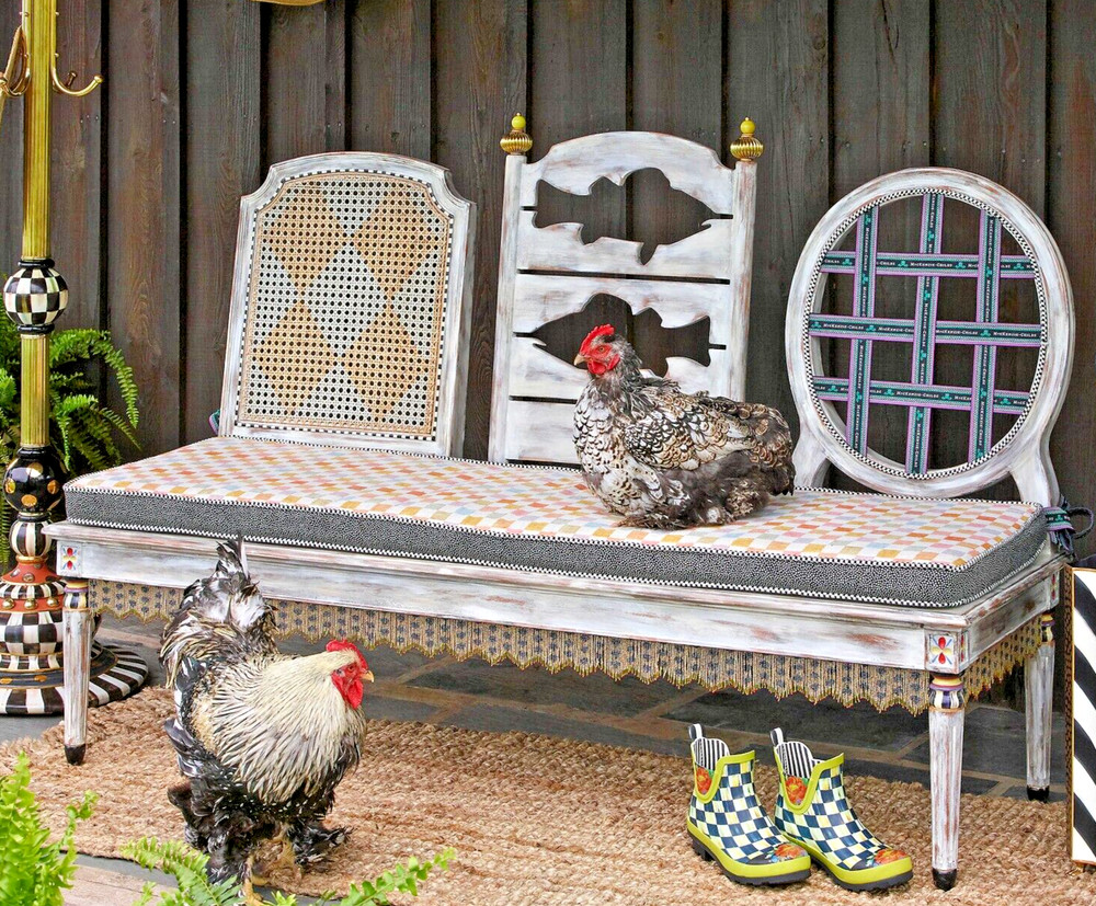 MacKenzie Childs Triplicity Bench - New - delivery