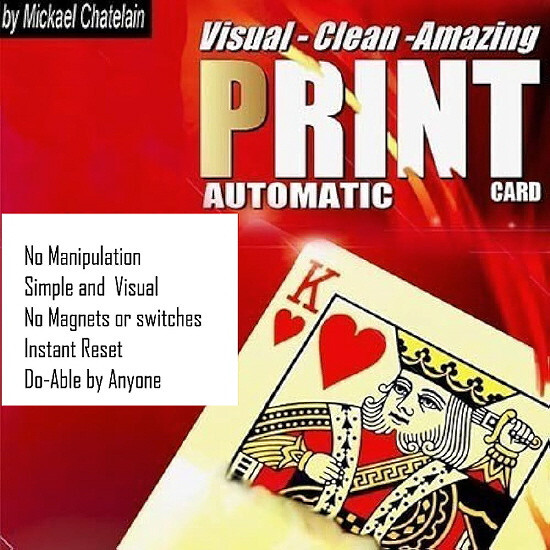 PRINT - AUTOMATIC CARD BY MICKAEL CHATELAIN DVD & GIMMICK