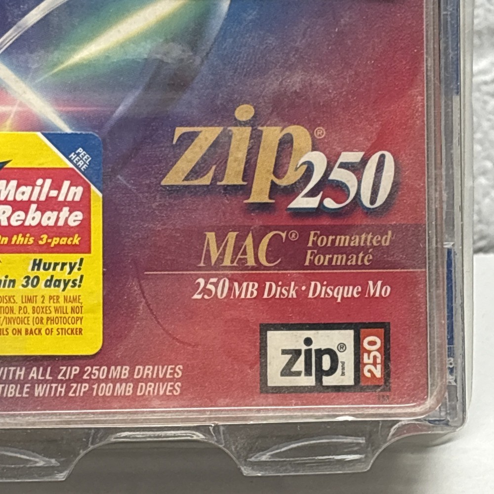 FujiFilm Zip 250 MAC Formatted 250MB Disk 3-Pack NEW