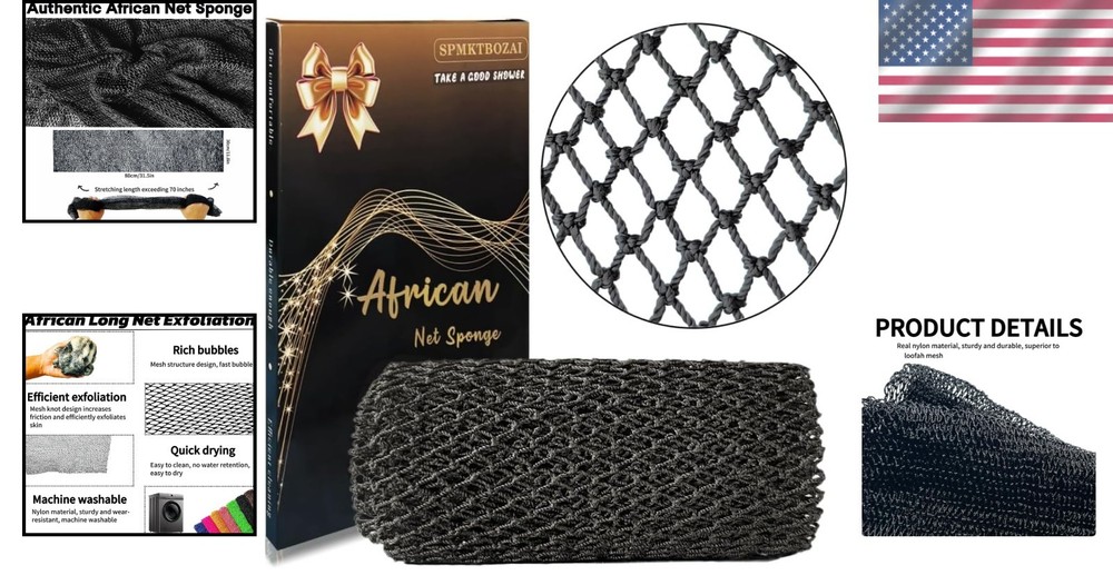 SPMKTBOZAI African Net Sponge Authentic, Exfoliating Real...