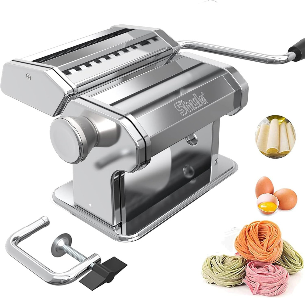 Pasta Maker Machine Stainless Steel Manual Noodle Makers Include Pasta Roller, C
