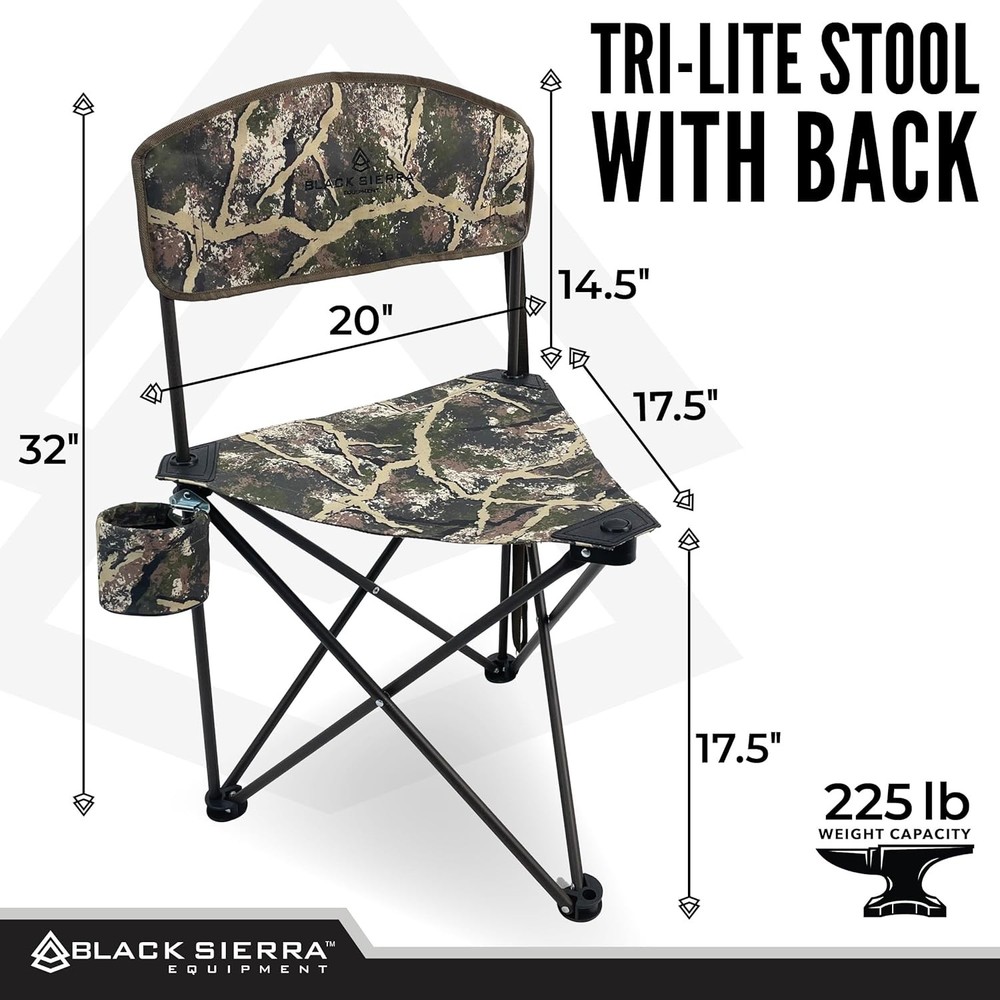 Black Sierra Tri Lite Stool w/ Back