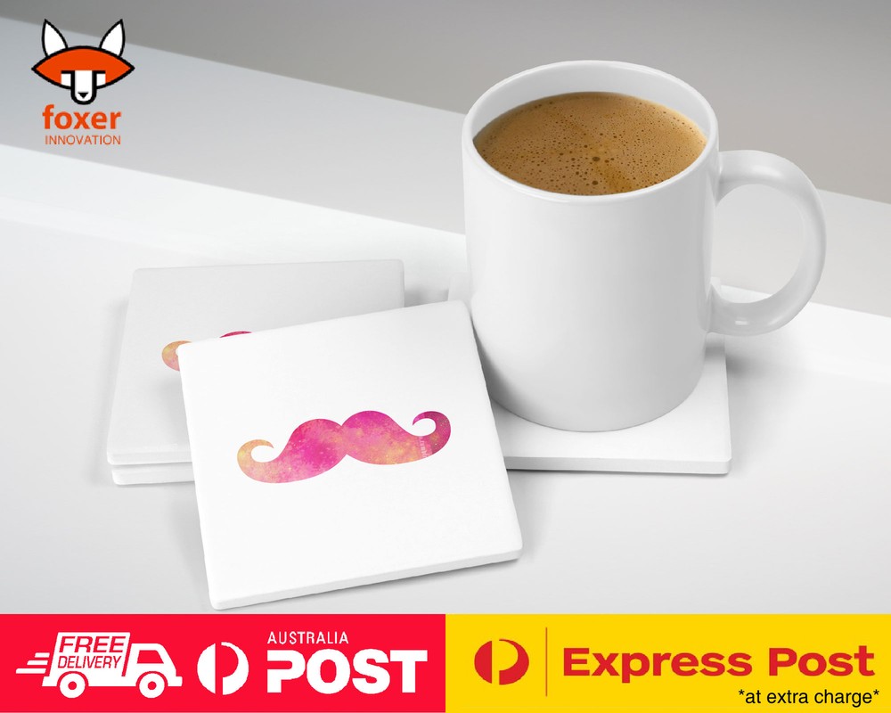 COASTER COFFEE DRINKING MAT|HIPSTER COLOURFUL MOUSTACHE #15