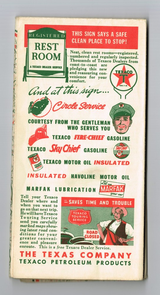 Vintage 1941 Texaco Illinois Road Map