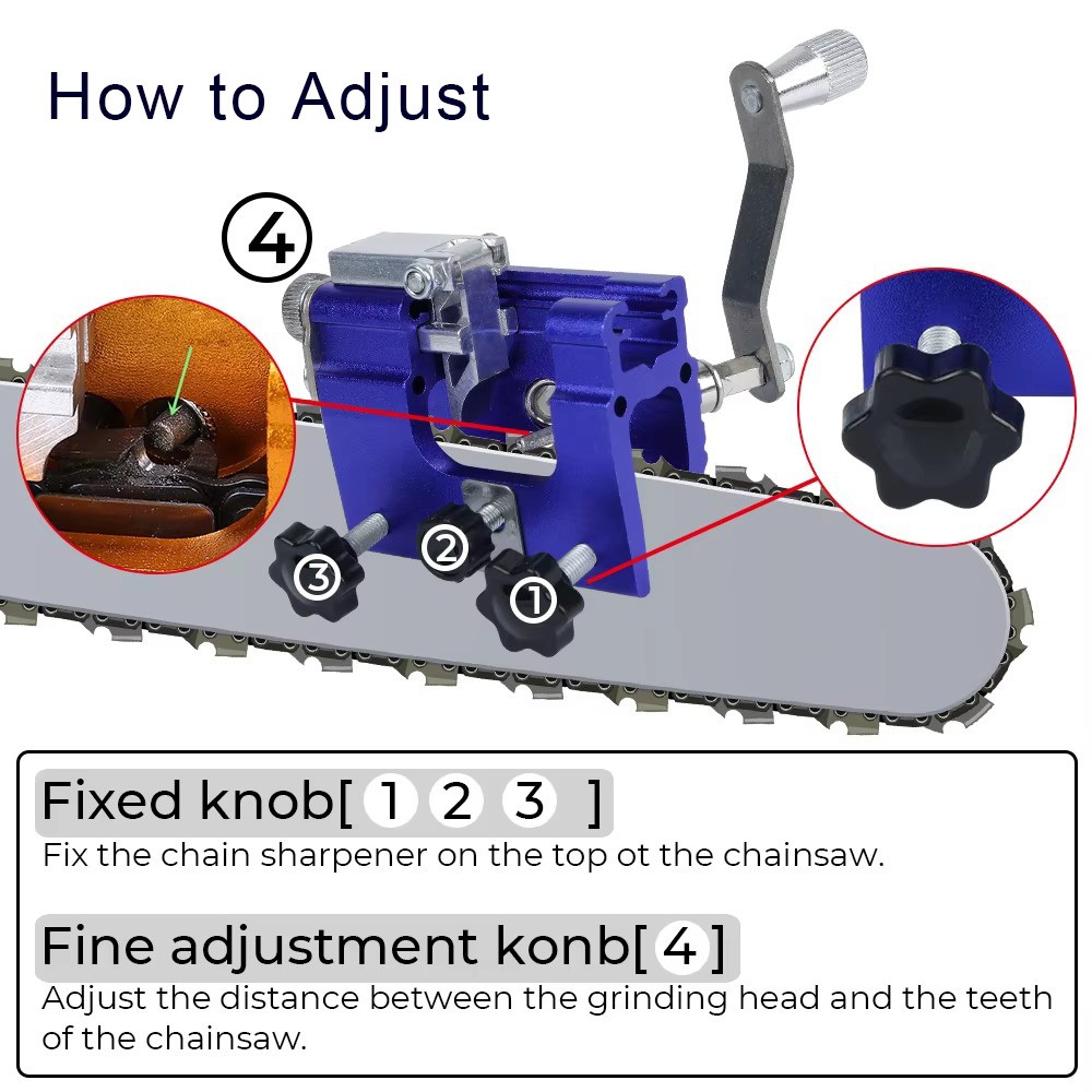 Hand Crank/Electric Sharpener Chainsaw Sharpening Chain Jig Portable Roll Tool
