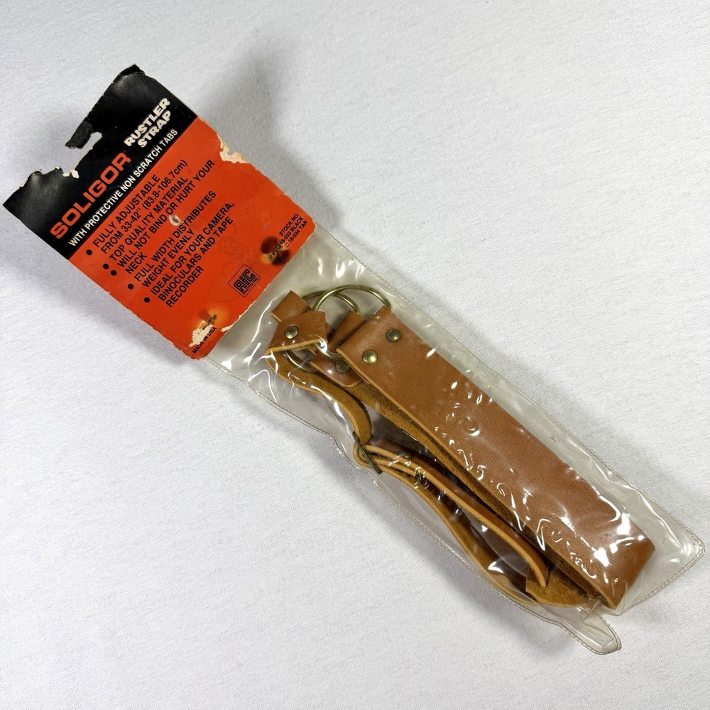 VTG SOLIGOR Rustler Camera Adjustable Strap Tan  Leather 33-42 Inch NOS