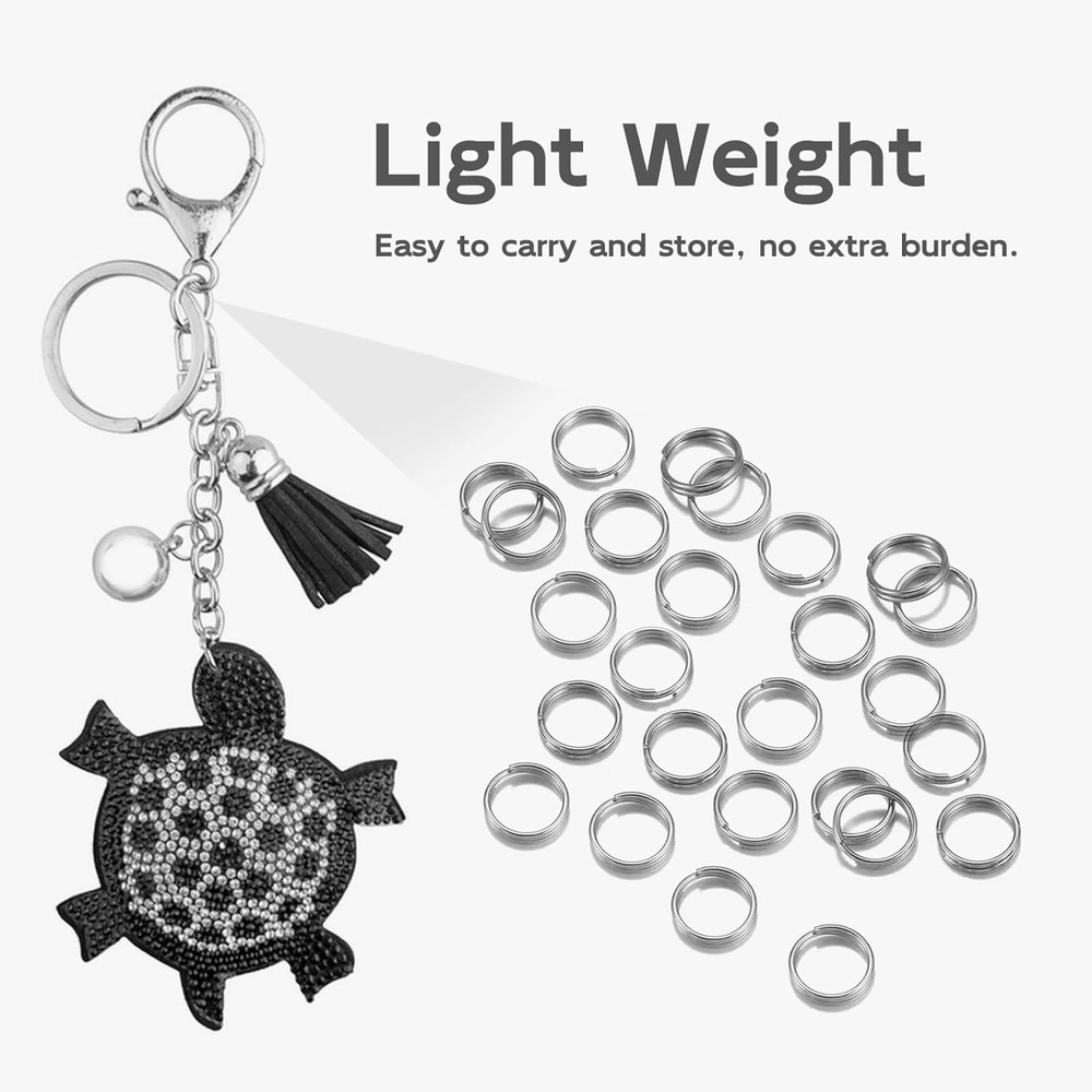 120 Pcs Mini Split Rings, 1/2 Inch Small Key Rings Bulk Stainless Silver