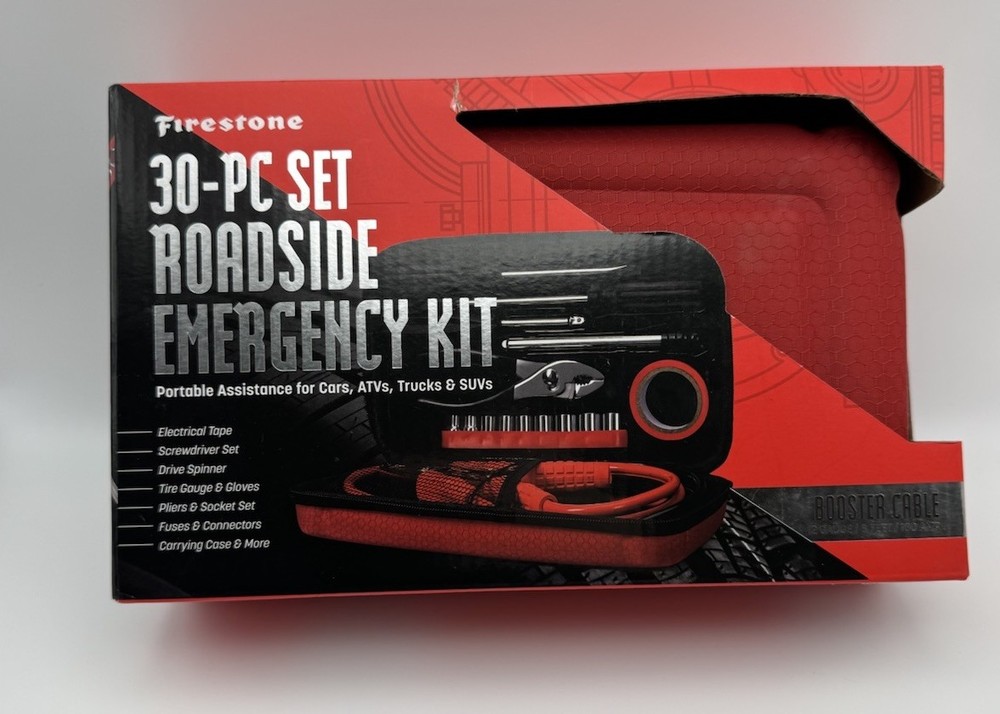 Firestone 30 Piece Set Roadside Emergency Kit. New In Box