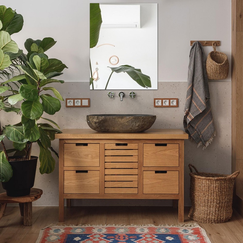 2Pcs Acrylic Mirror Sheet for Wall, 15.7" x 19.6" Large Rectangular Mirror Ti...