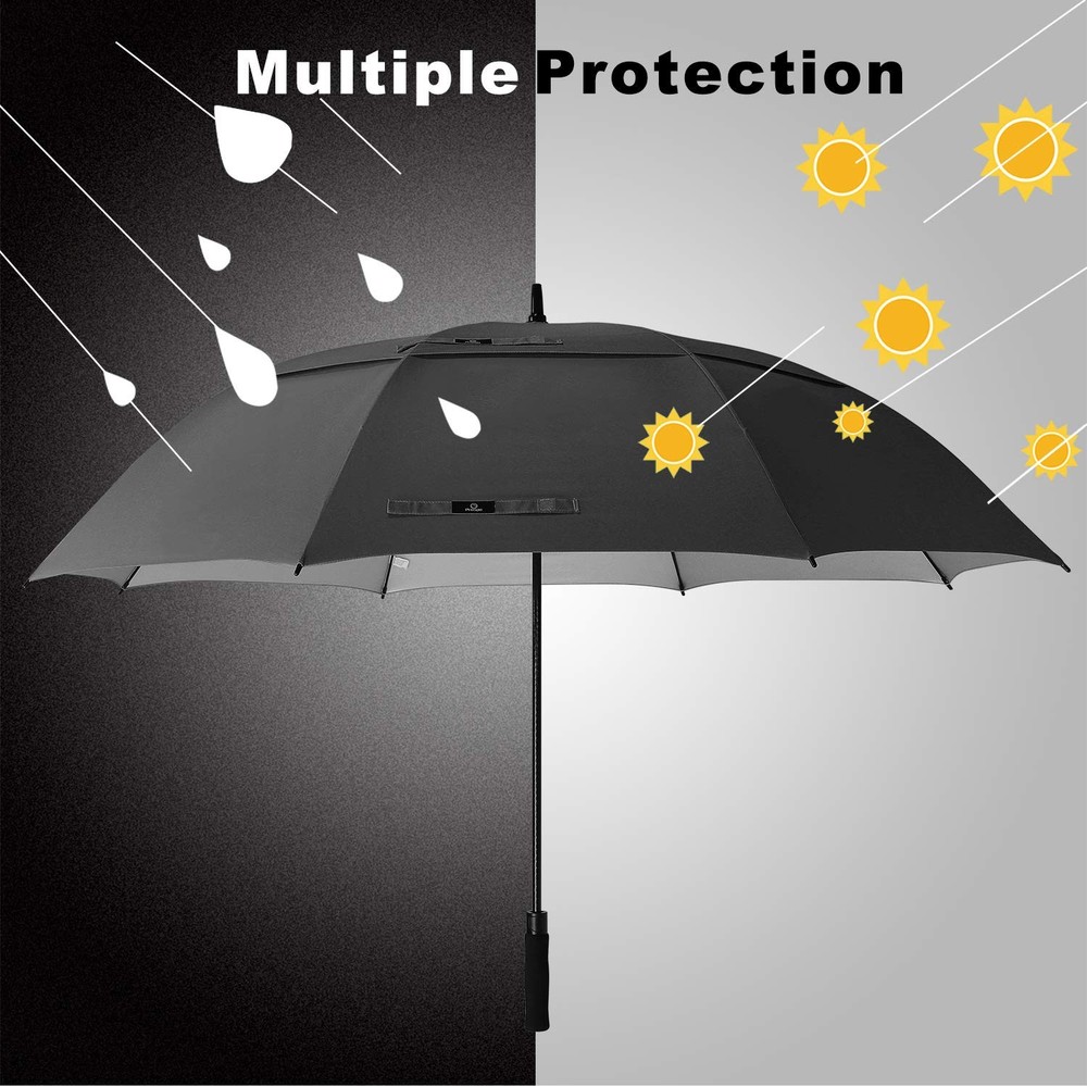 68 Inch Extra Large Golf Umbrella Double Canopy Automatic Open Sun Rain Stick...