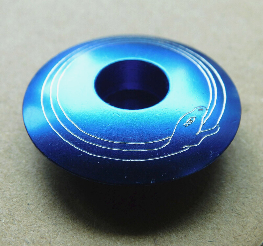 OUROBOROS HEADSET STEM TOP CAP 1 1/8" CUSTOM ENGRAVED BLUE